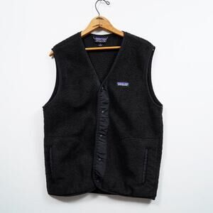 Patagonia Los Gatos Fleece Vest Black Mens M Full Zip Soft Pile